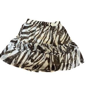 STORIA Zebra Animal Print Ruffle Tiered Mini Skirt Size S Y2K Party